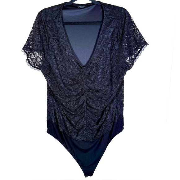 torrid Tops - Torrid Cinch Front Short Sleeve Lace Bodysuit Size 2X